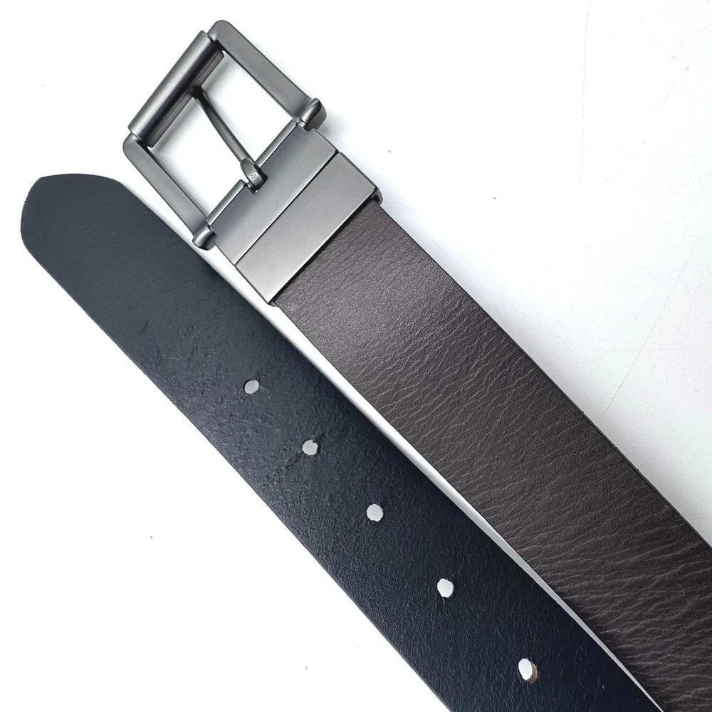 TIMBERLAND Men's 34 Reversible Leather Belt Black Brown Gunmetal Buckle